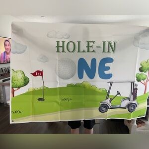 Baby’s first birthday golf decorations “hole in one”